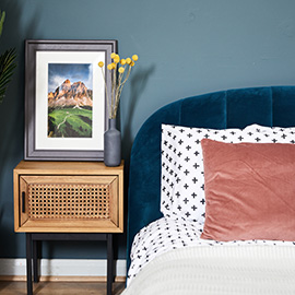 framed photo by the bedside